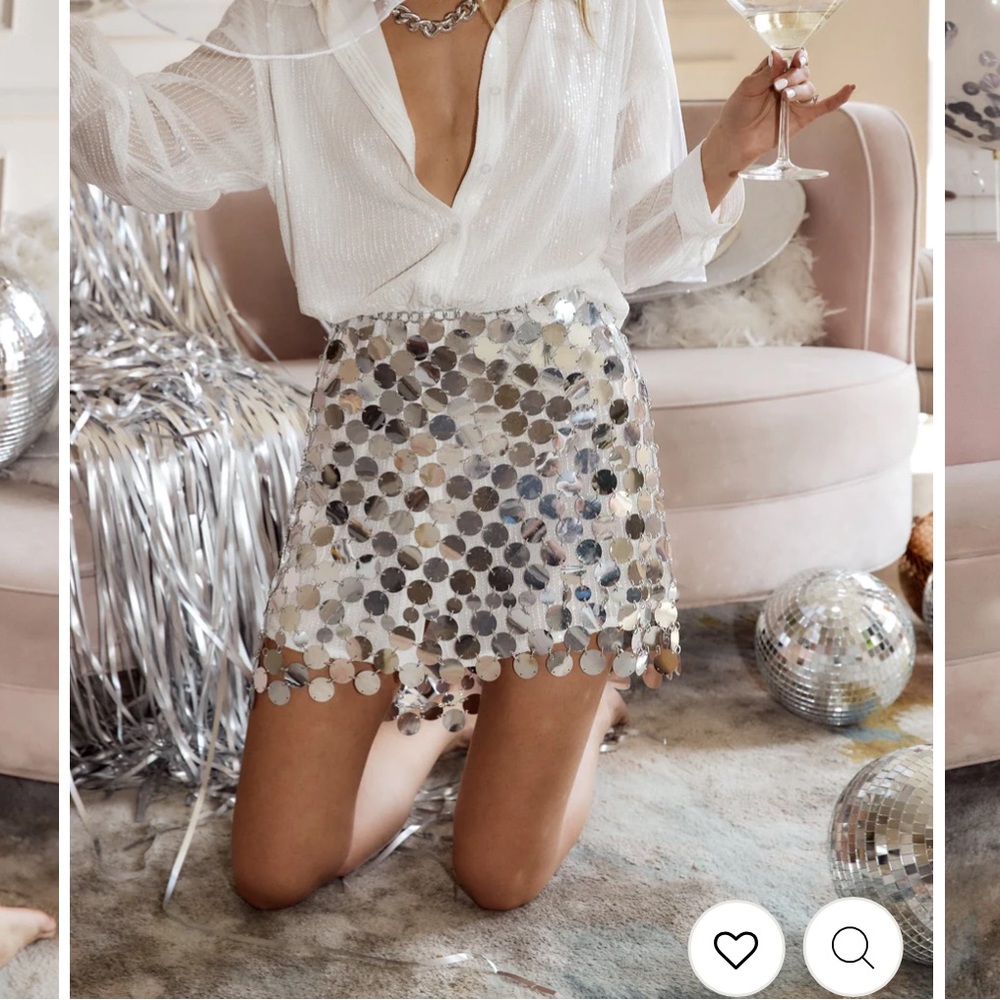 Mirror all sequins chain skirt